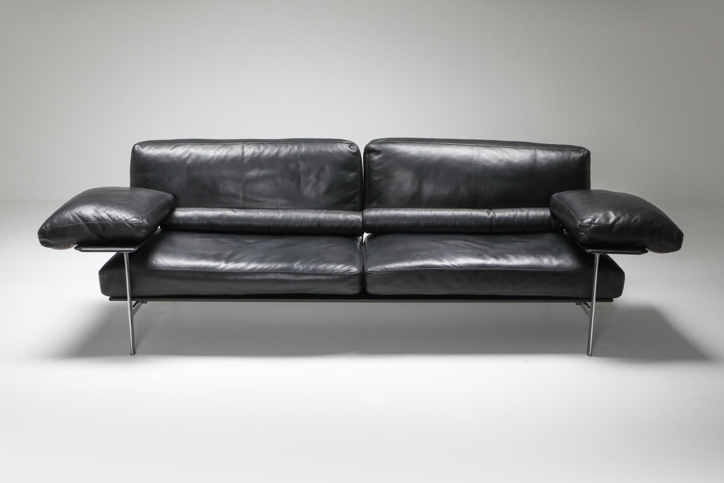 Diesis Sofa in Black Leather by Antonio Citterio & Nava for B&B Italia In Excellent Condition In Antwerp, BE