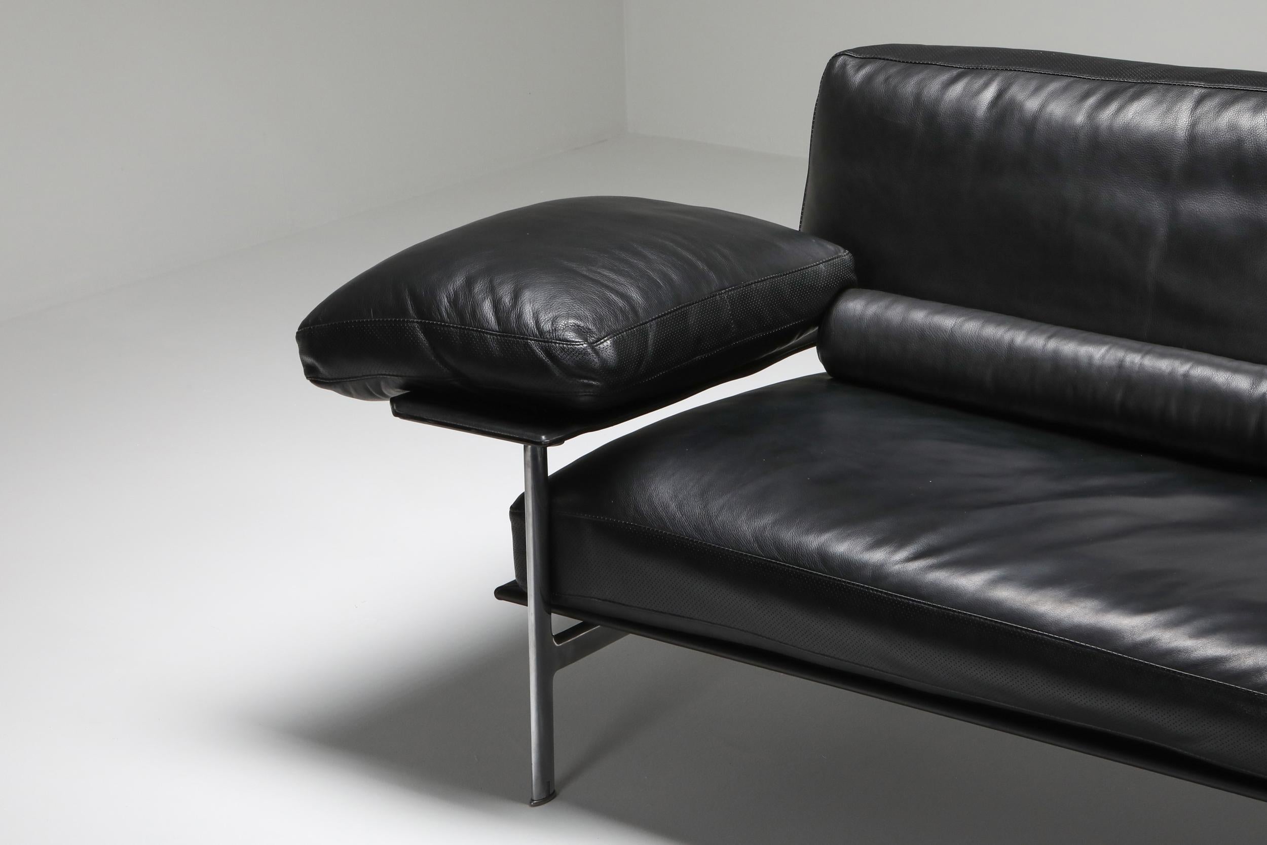 20th Century Diesis Sofa in Black Leather by Antonio Citterio & Nava for B&B Italia