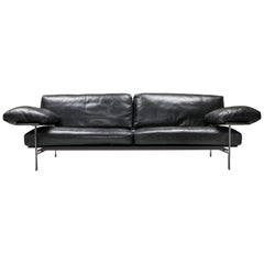 Diesis Sofa aus schwarzem Leder von Antonio Citterio & Nava für B&B Italia