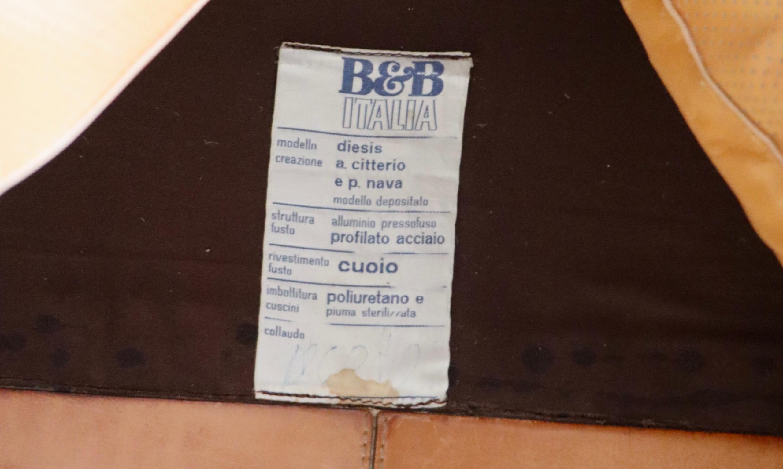 Diesis-Sofa aus hellbraunem Leder von Antonio Citterio für B&B Italia, 1970er Jahre im Angebot 9