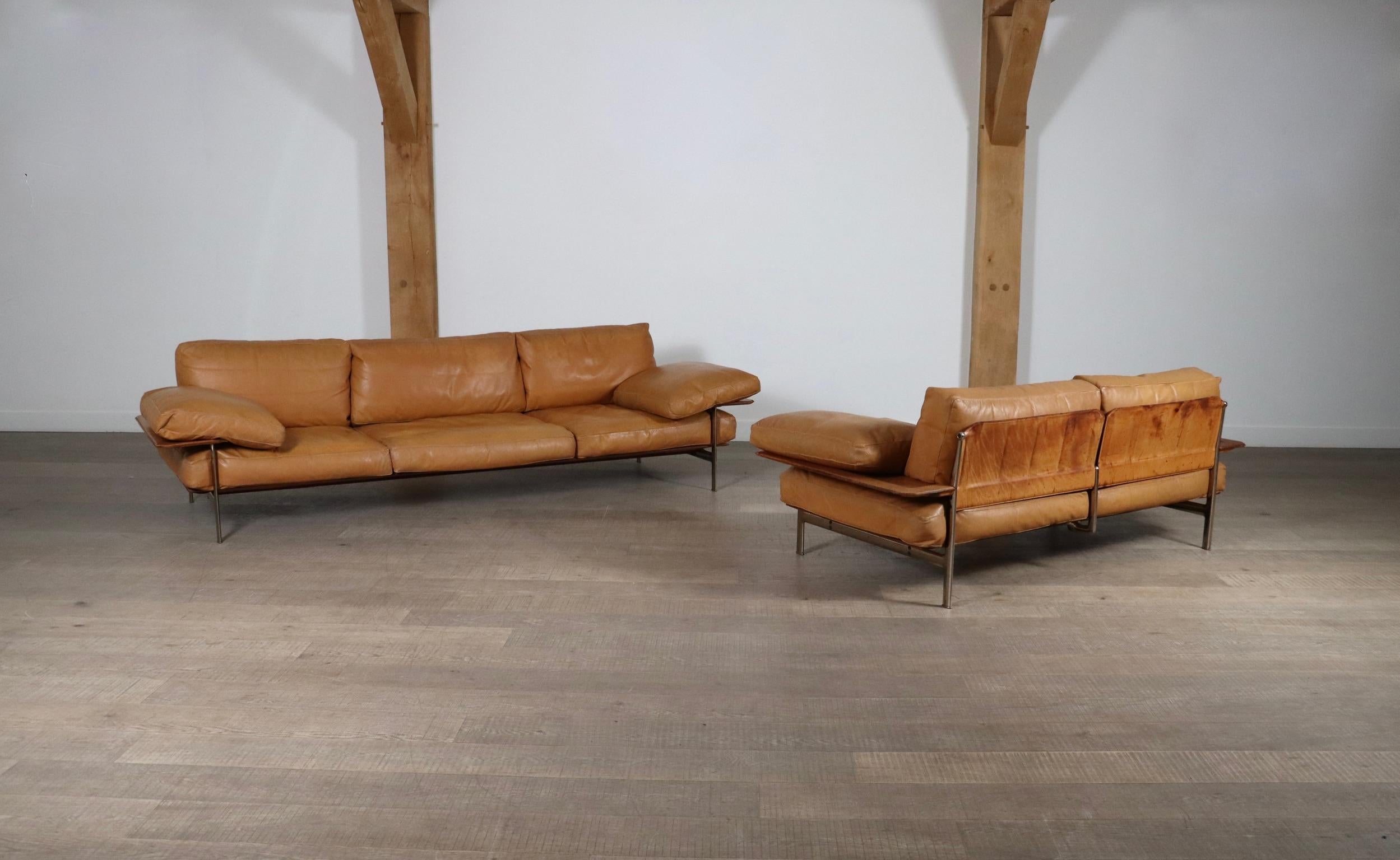 Diesis-Sofa aus hellbraunem Leder von Antonio Citterio für B&B Italia, 1970er Jahre im Angebot 10