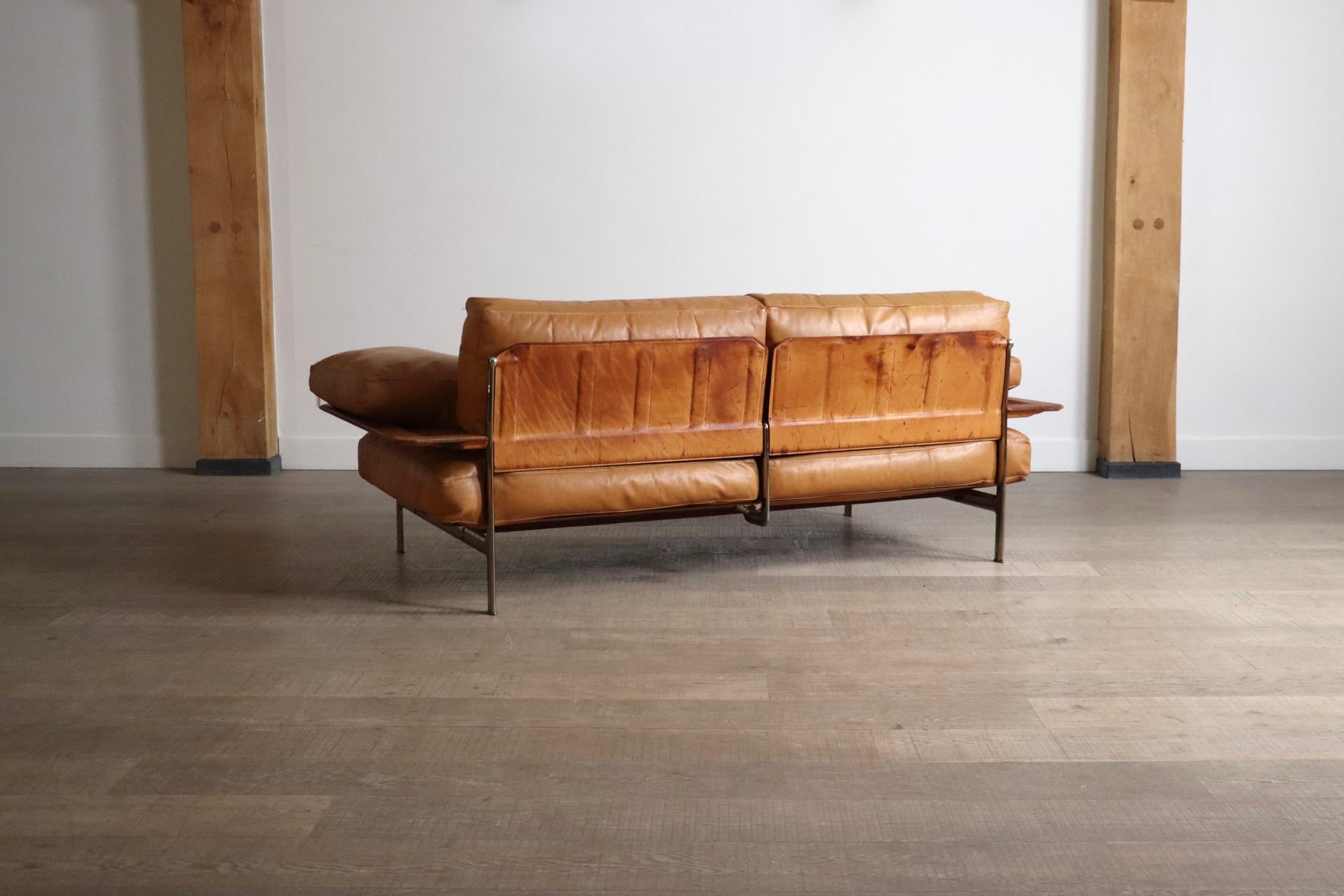 Diesis-Sofa aus hellbraunem Leder von Antonio Citterio für B&B Italia, 1970er Jahre (Mitte des 20. Jahrhunderts) im Angebot