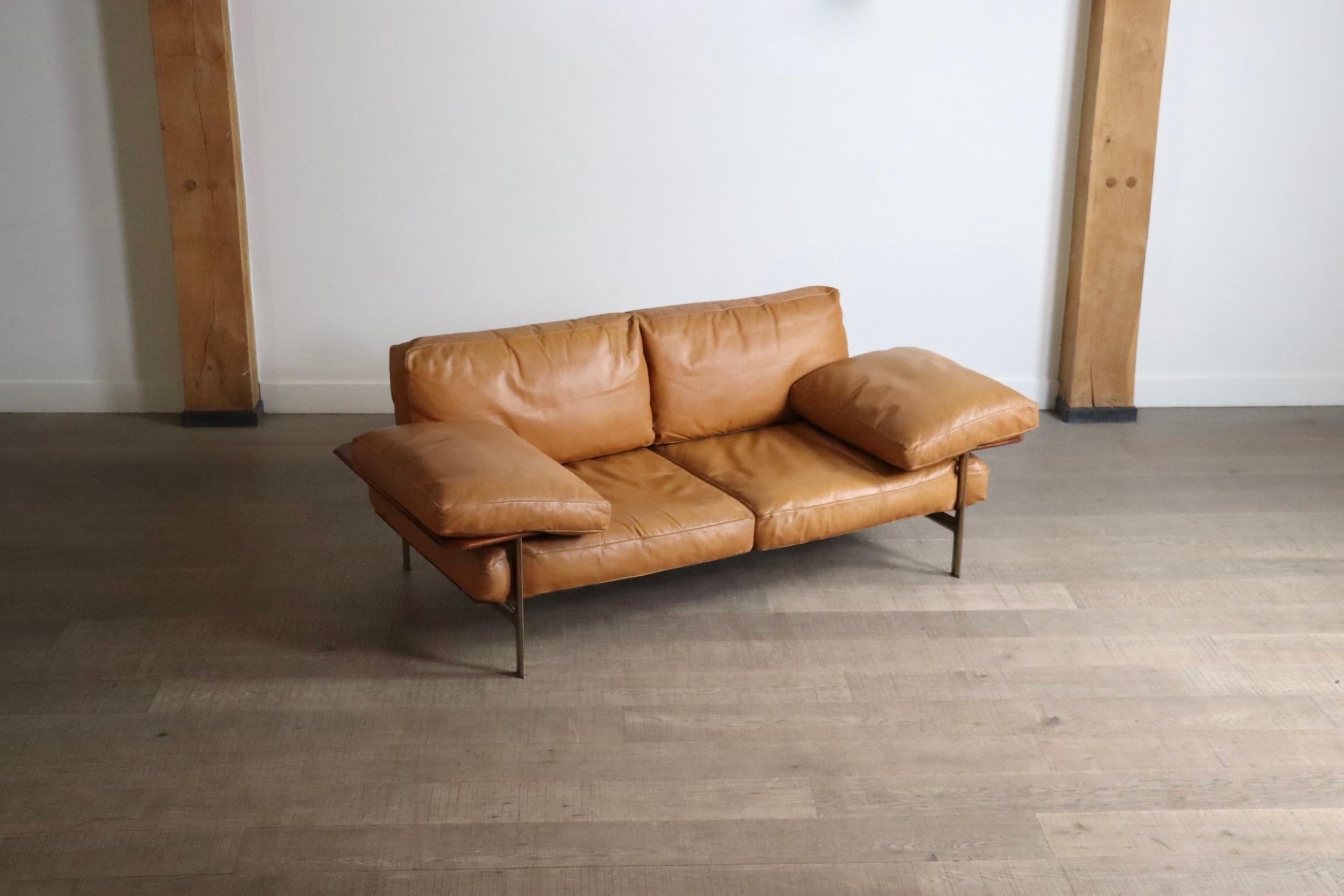 Diesis-Sofa aus hellbraunem Leder von Antonio Citterio für B&B Italia, 1970er Jahre im Angebot 4