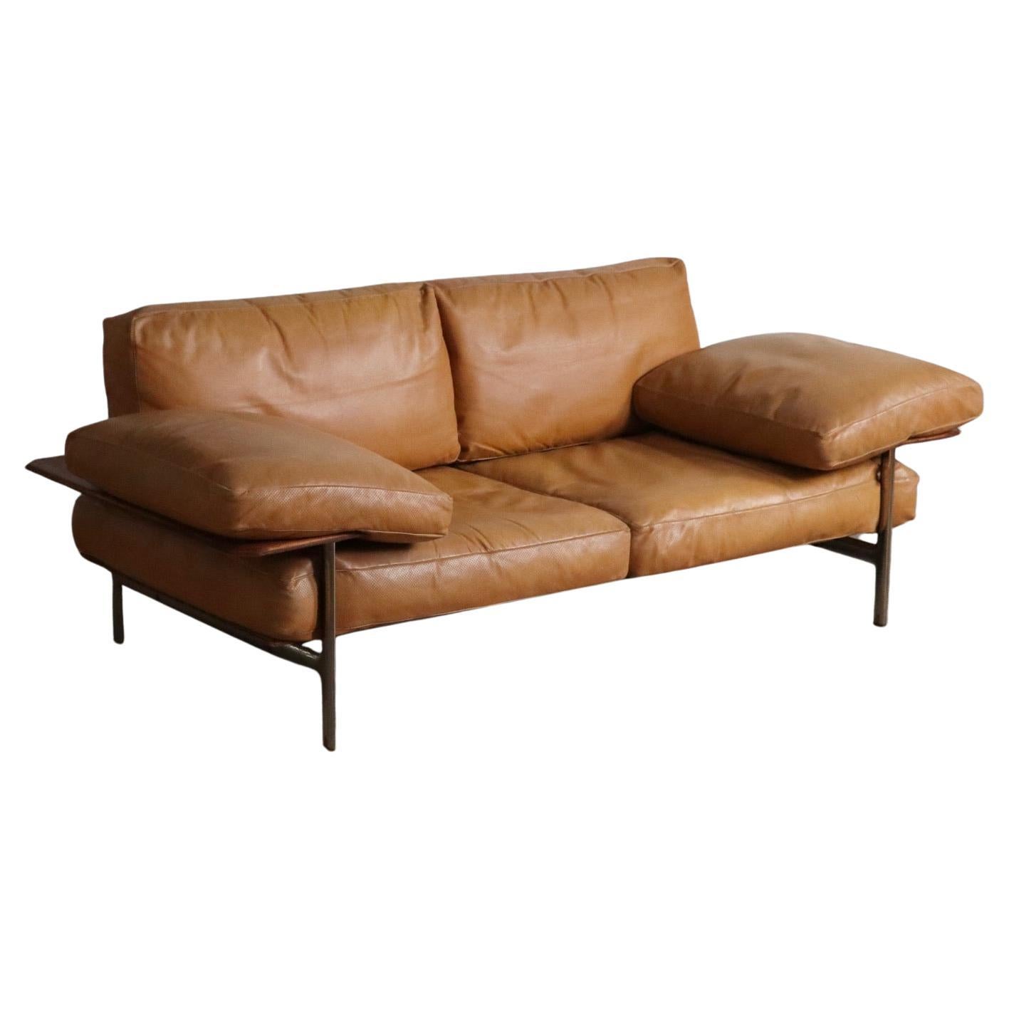 Diesis sofa in tan leather by Antonio Citterio for B&B Italia, 1970s