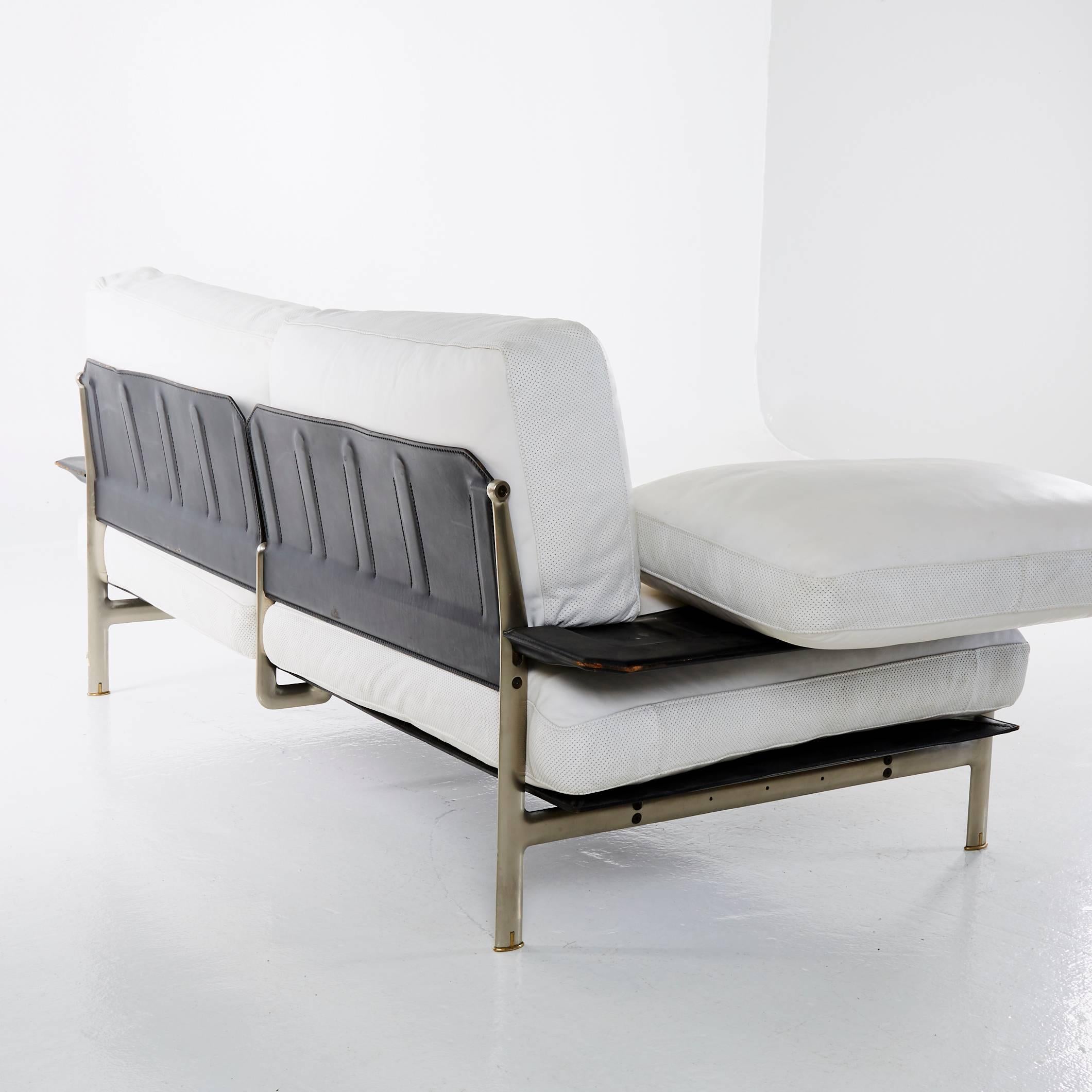 Diesis Sofa aus weißem Leder entworfen von Citterio & Nava für B&B Italia, 1979 im Zustand „Gut“ in Berlin, Germany