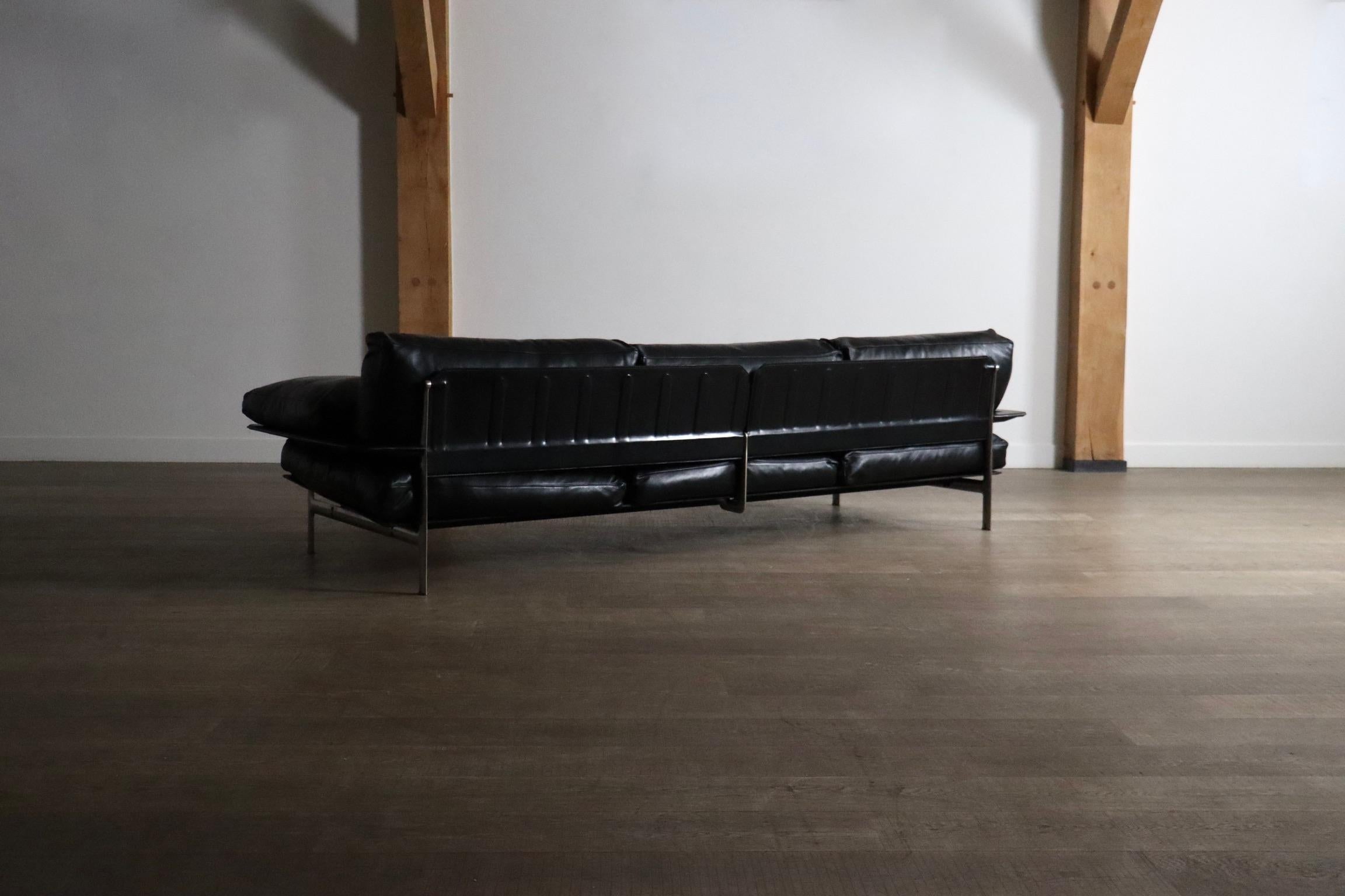 Diesis dreisitziges Sofa aus schwarzem Leder von Antonio Citterio für B&B Italia im Angebot 8
