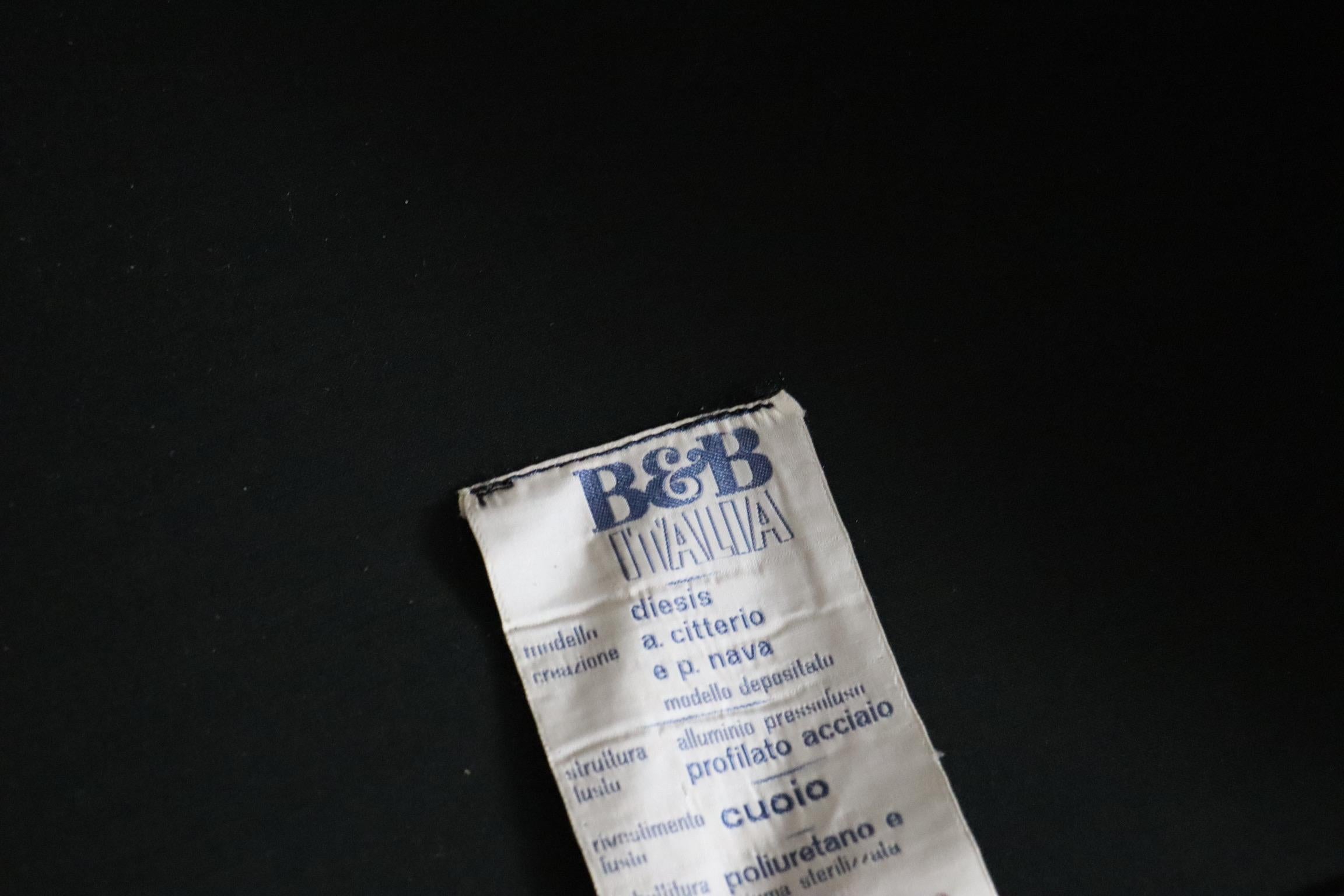 Diesis dreisitziges Sofa aus schwarzem Leder von Antonio Citterio für B&B Italia im Angebot 12