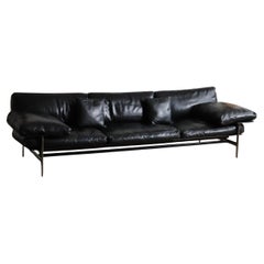 Diesis three seater sofa in black leather by Antonio Citterio for B&B Italia