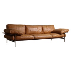 Diesis three seater sofa in tan leather by Antonio Citterio for B&B Italia, 1970