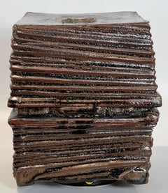 Dieter Crumbiegel German Brutalist altered form brown iron glaze