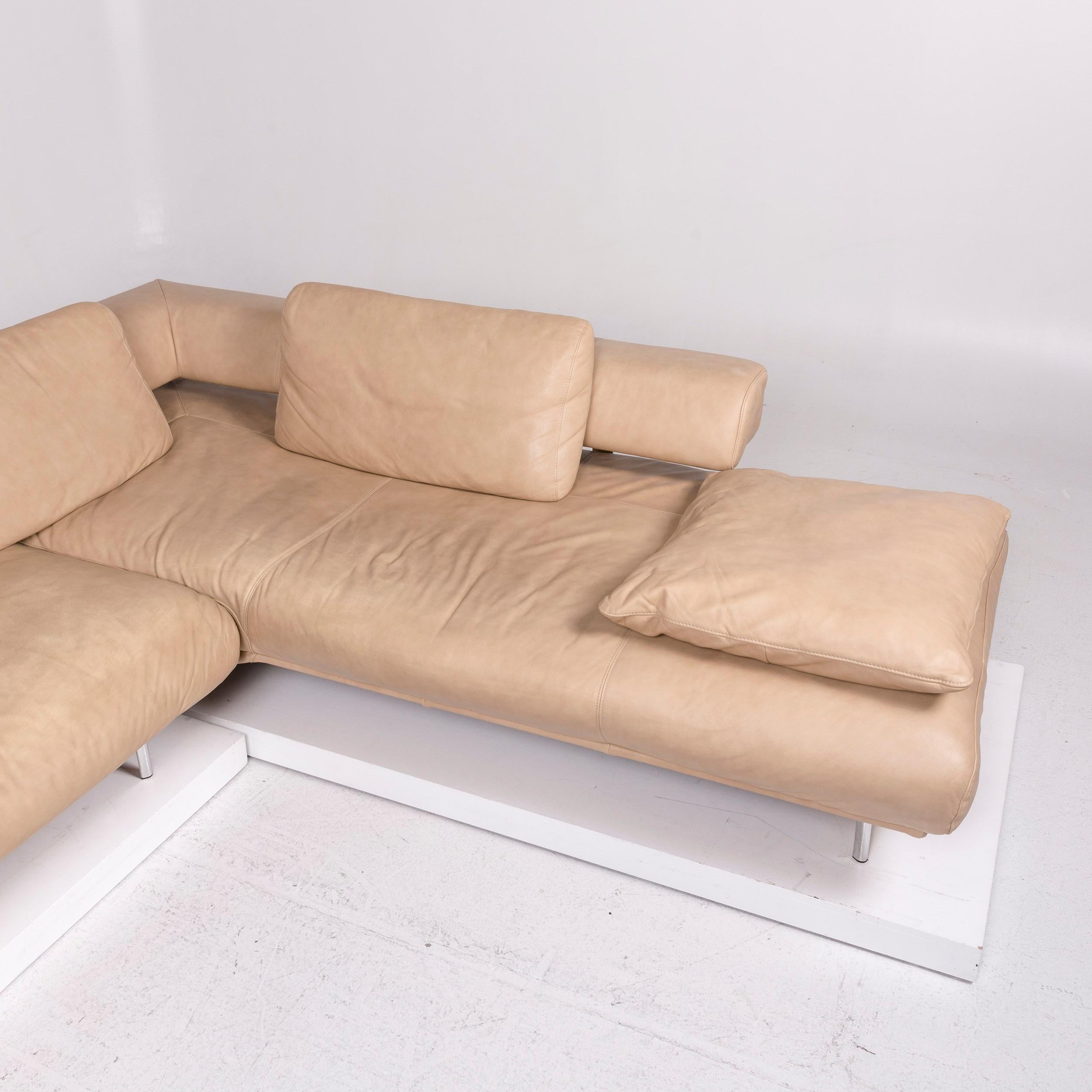 Contemporary Dieter Knoll Collection Maranello Leather Corner Sofa Beige Sofa