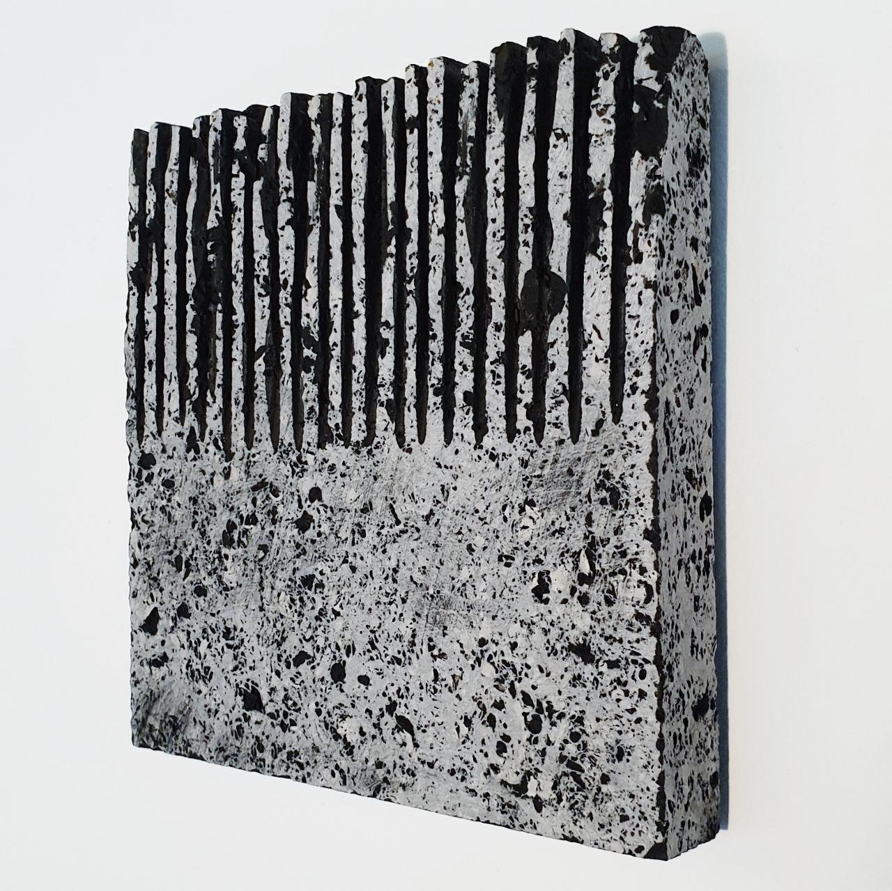 o.T. (Bk15Hf) - grey black contemporary modern wall sculpture painting relief - Black Abstract Sculpture by Dieter Kränzlein