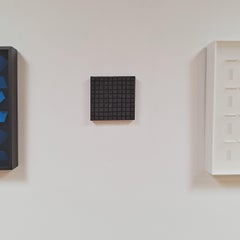Small contemporary modern black wall sculpture painting relief BK15SQ