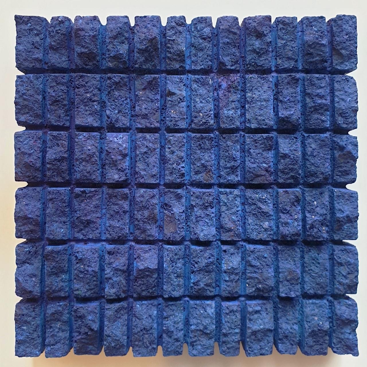 Dieter Kränzlein Abstract Sculpture - o.T. (Bl15Rc) - blue contemporary modern wall sculpture painting relief