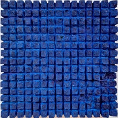 o.T. (BL15SQ) small blue contemporary modern wall sculpture painting relief