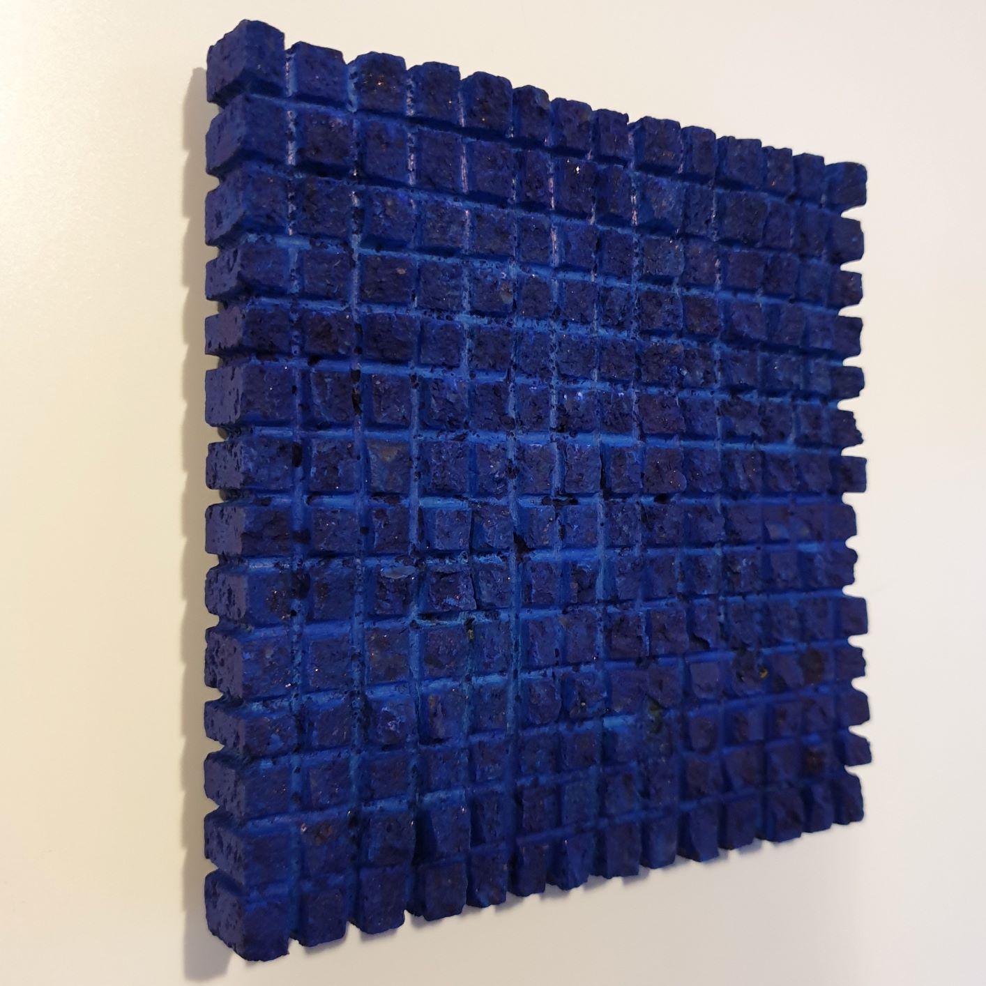 o.T. (Bl15SqS) - blue contemporary modern wall sculpture painting relief - Contemporary Sculpture by Dieter Kränzlein