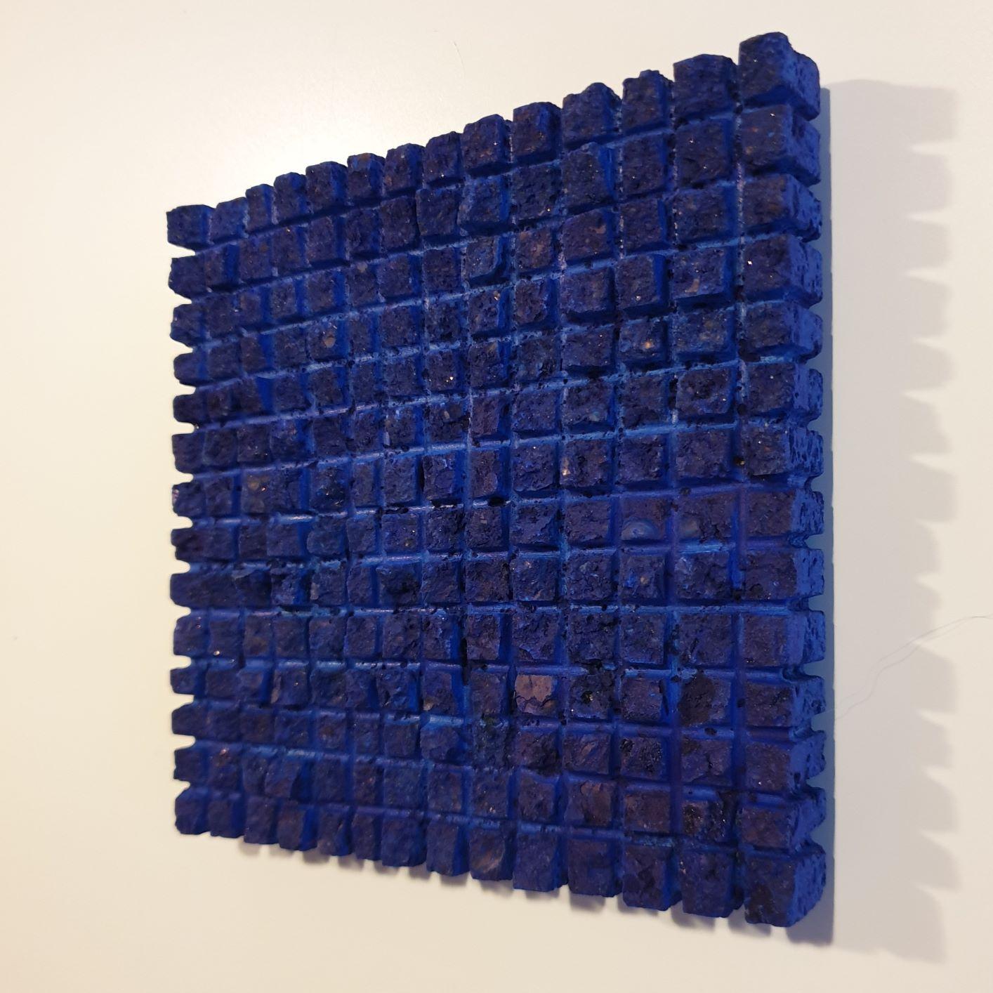 o.T. (Bl15SqS) - blue contemporary modern wall sculpture painting relief - Blue Abstract Sculpture by Dieter Kränzlein