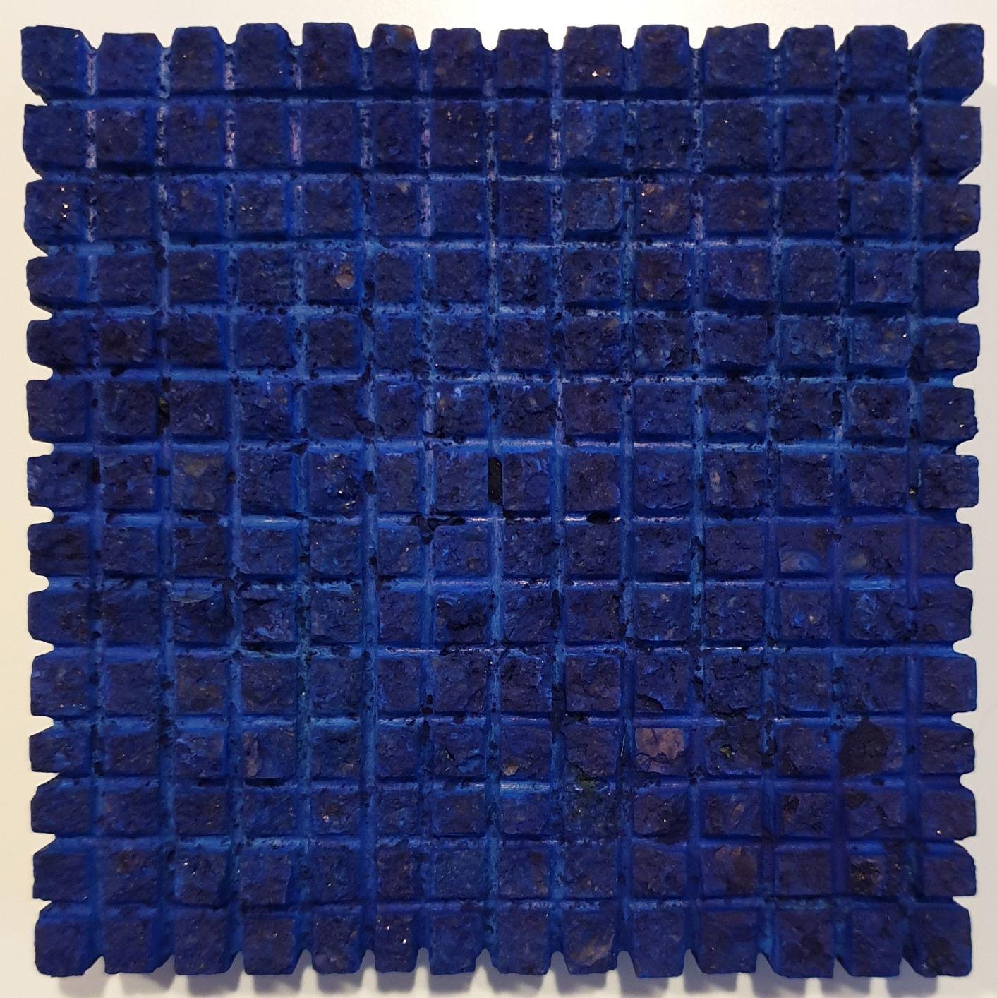 Dieter Kränzlein Abstract Sculpture - o.T. (Bl15SqS) - blue contemporary modern wall sculpture painting relief