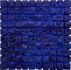 o.T. (BLF15SQ10) pequeña escultura mural contemporánea moderna en relieve azul