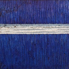 o.T. (BLN15LHV) - petite sculpture murale contemporaine bleue peinture relief
