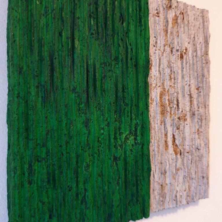 o.T. (Gr22VV) - green contemporary modern wall sculpture painting relief - Contemporary Sculpture by Dieter Kränzlein