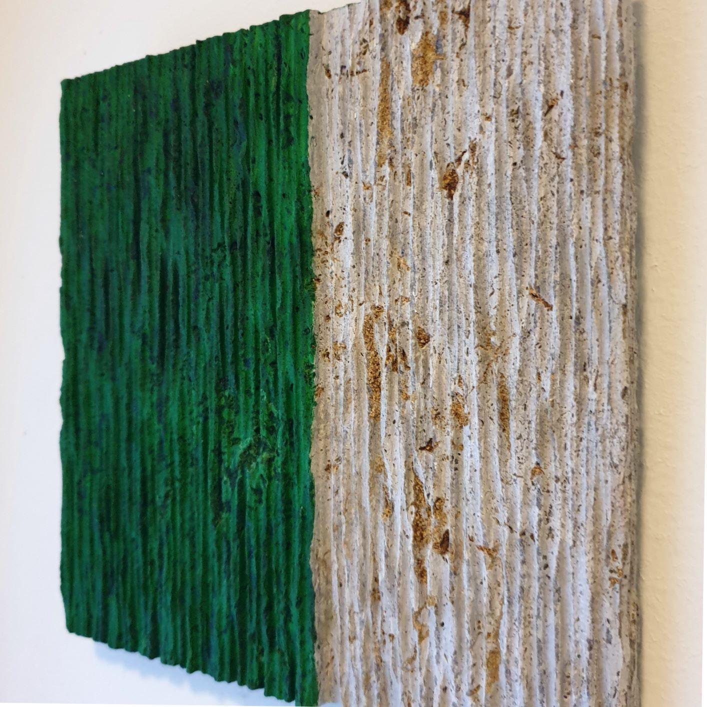 o.T. (Gr22VV) - green contemporary modern wall sculpture painting relief - Contemporary Sculpture by Dieter Kränzlein