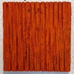 Small contemporary modern orange wall sculpture painting relief OR15LV