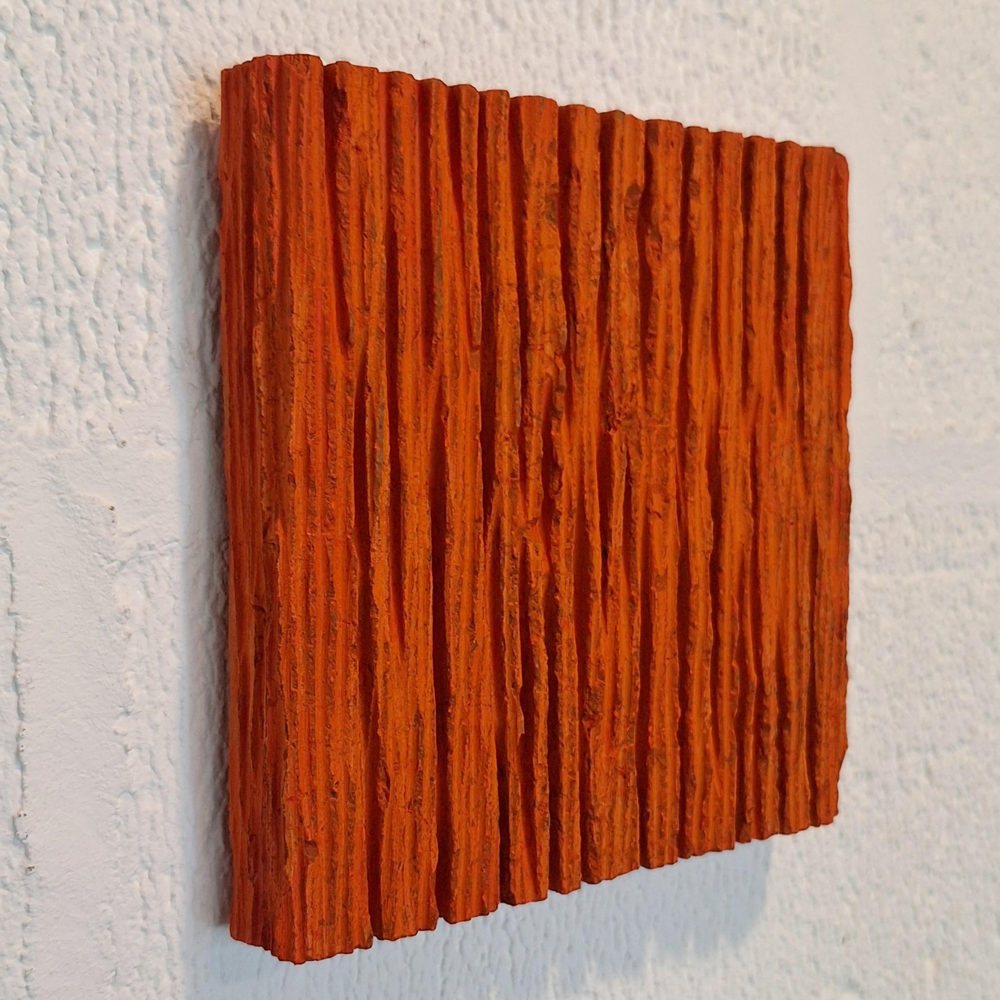 o.T. (OR15LV) small orange contemporary modern wall sculpture painting relief - Red Abstract Painting by Dieter Kränzlein