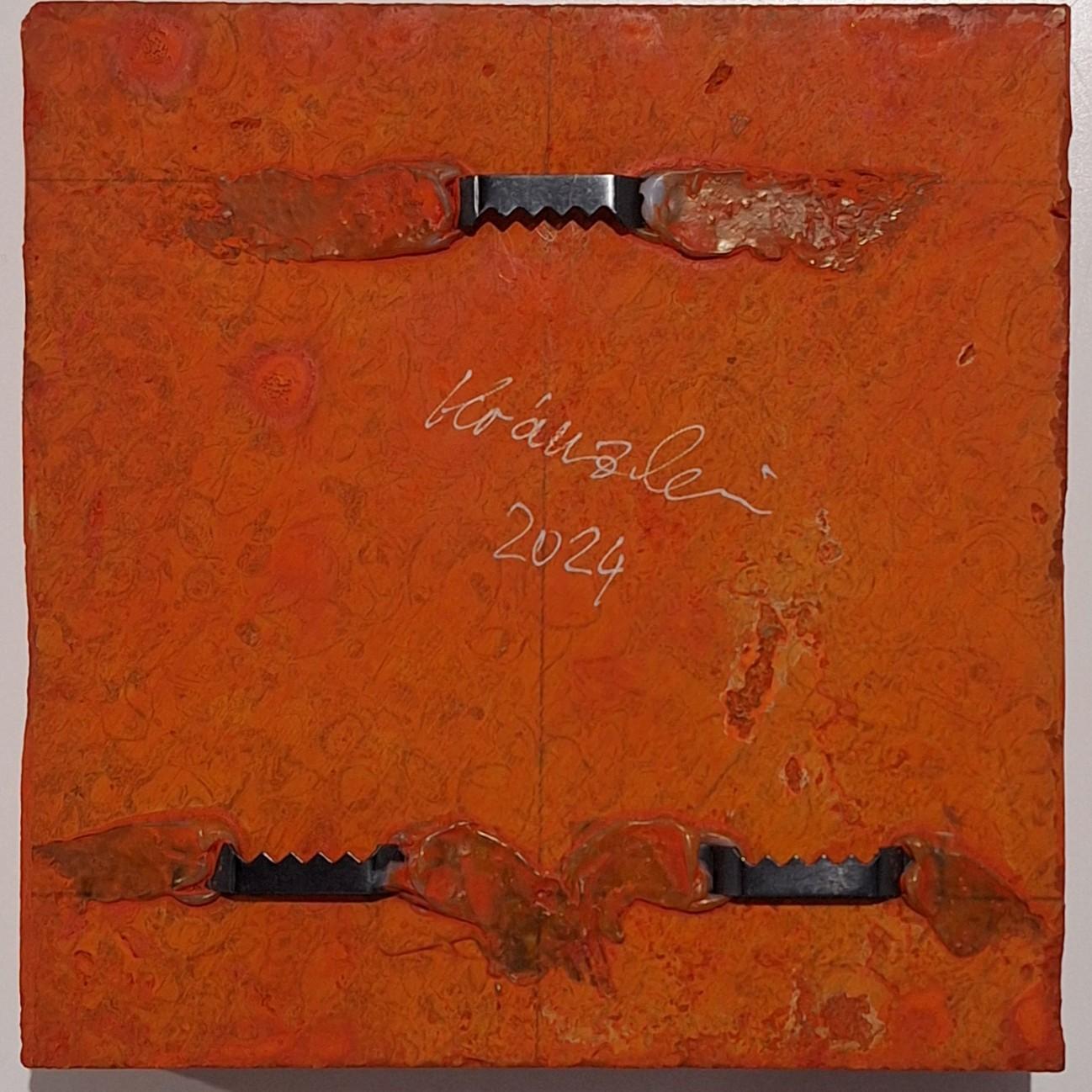 o.T. (OR15LV) small orange contemporary modern wall sculpture painting relief For Sale 1