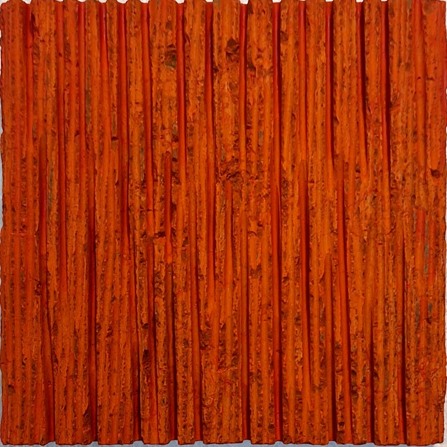 Dieter Kränzlein Abstract Painting - o.T. (OR15LV) small orange contemporary modern wall sculpture painting relief