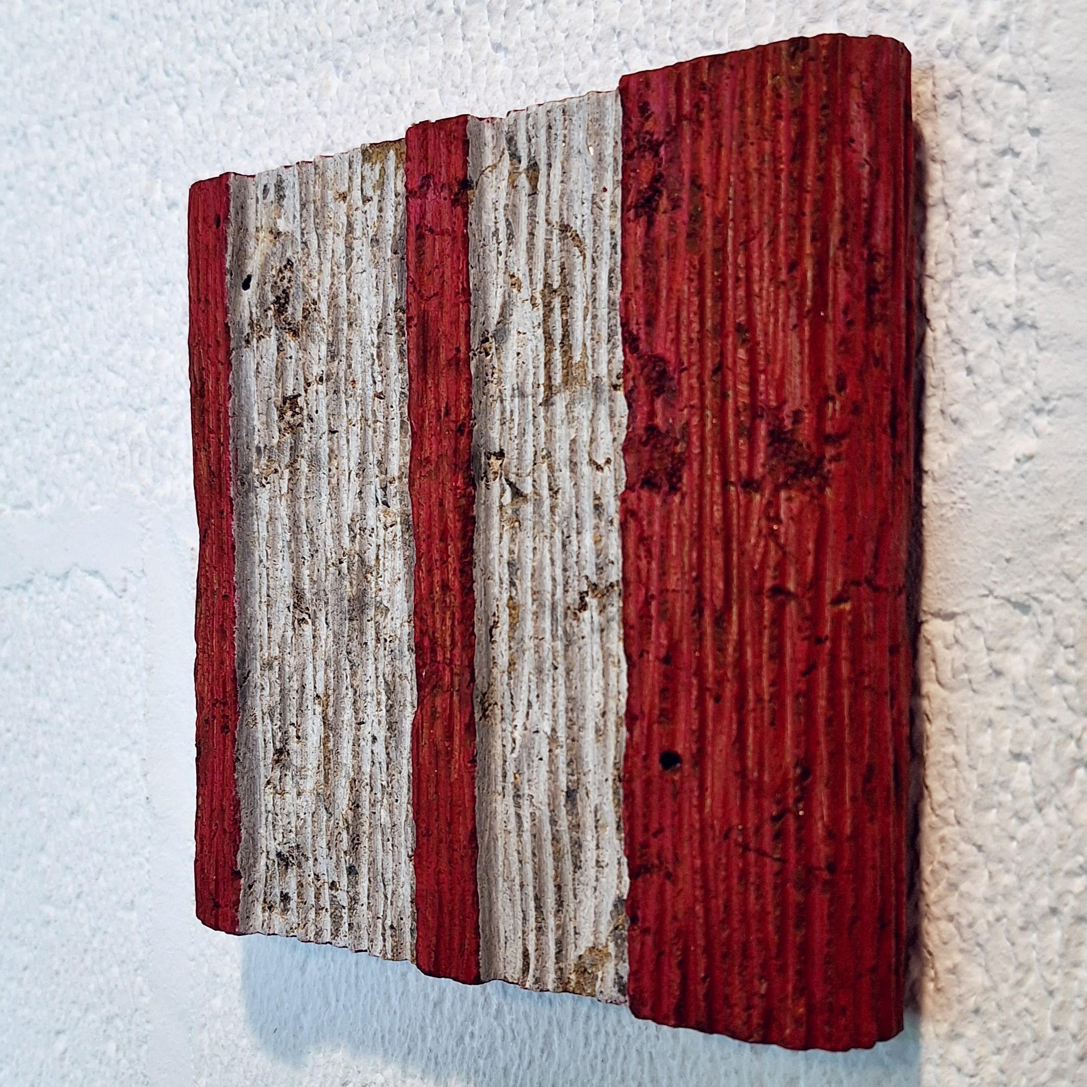 o.T. (RDN15LV) - piccola scultura da parete moderna e contemporanea di colore rosso in rilievo - Abstract Painting Marrone di Dieter Kränzlein