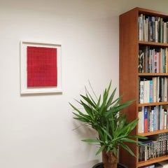 o.T. rot - contemporary modern abstract geometric stone cut monotype print