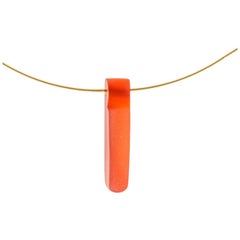 Drusy Carnelian and 18 Karat Yellow Gold Necklace