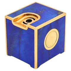 Briquet de bureau cubiste Braum en or jaune 18 carats et lapis DIETER RAMS, 1973