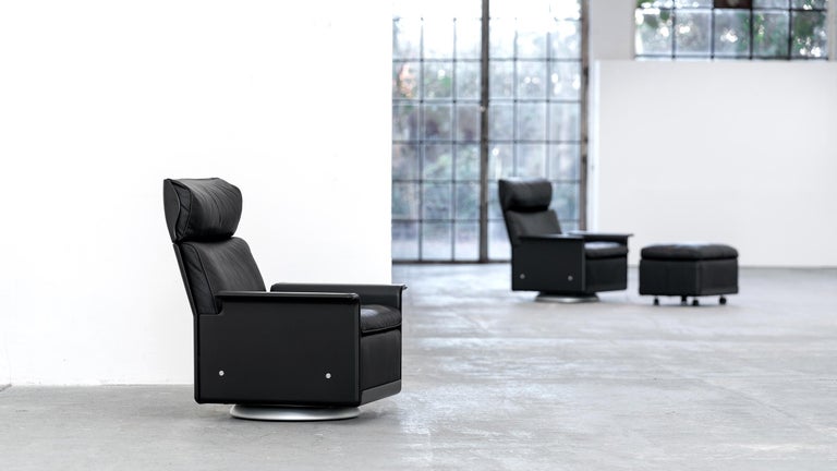 serie Optagelsesgebyr tolv Dieter Rams, 620 Lounge Chair - rare Swivel Base by Vitsœ in black Leather,  1962 For Sale at 1stDibs