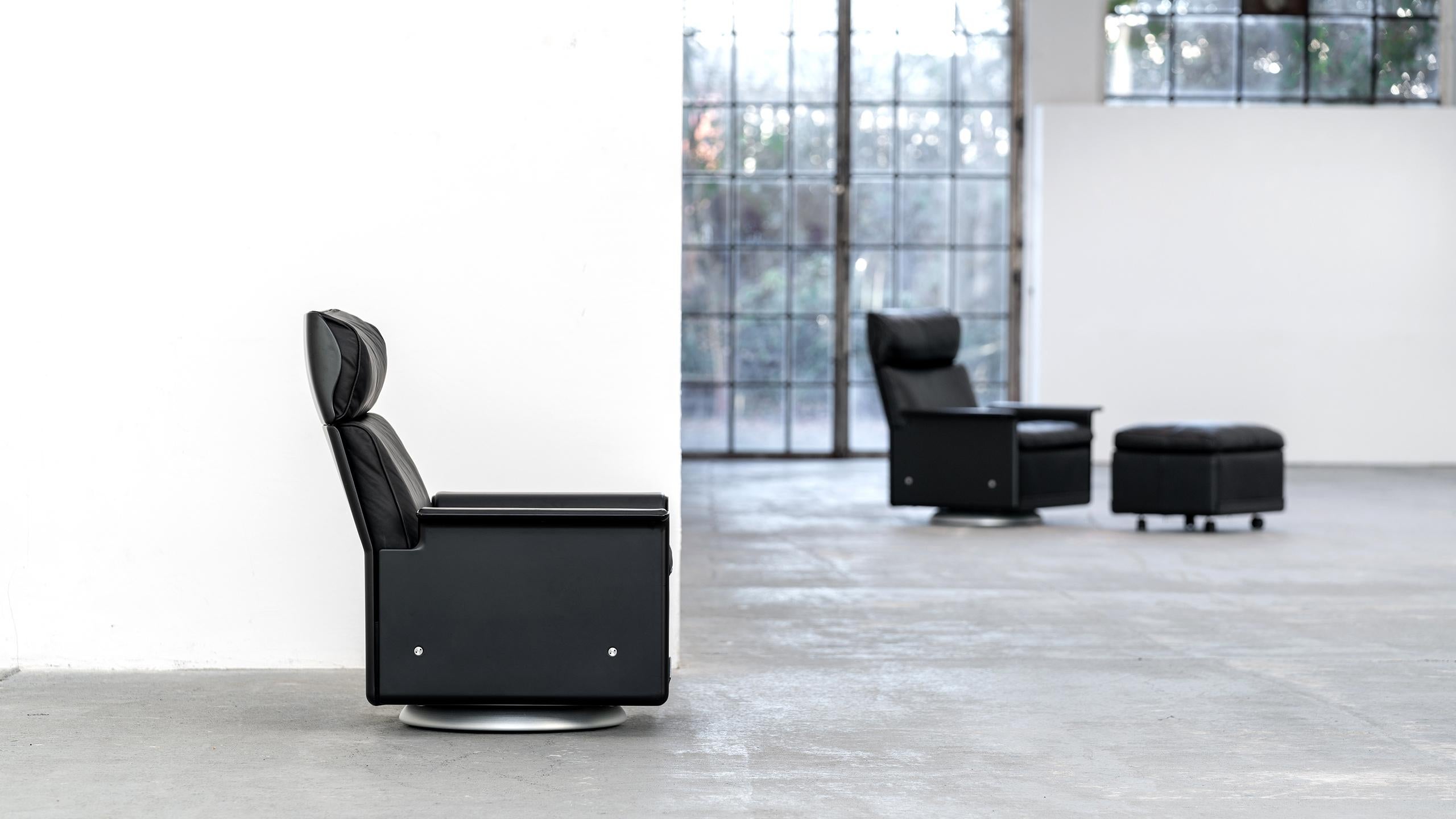 Dieter Rams, 620 Lounge Chair - seltener Drehsessel von Vitsœ in schwarzem Leder, 1962 (Moderne der Mitte des Jahrhunderts)