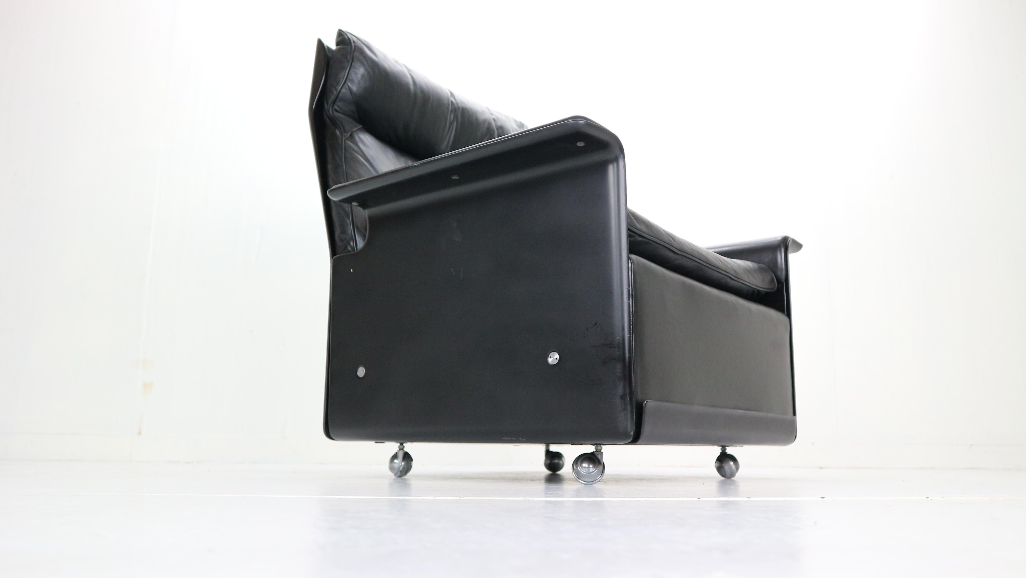 Steel Dieter Rams Black Leather Lounge Chair Model-620 for Vitsœ, 1970s