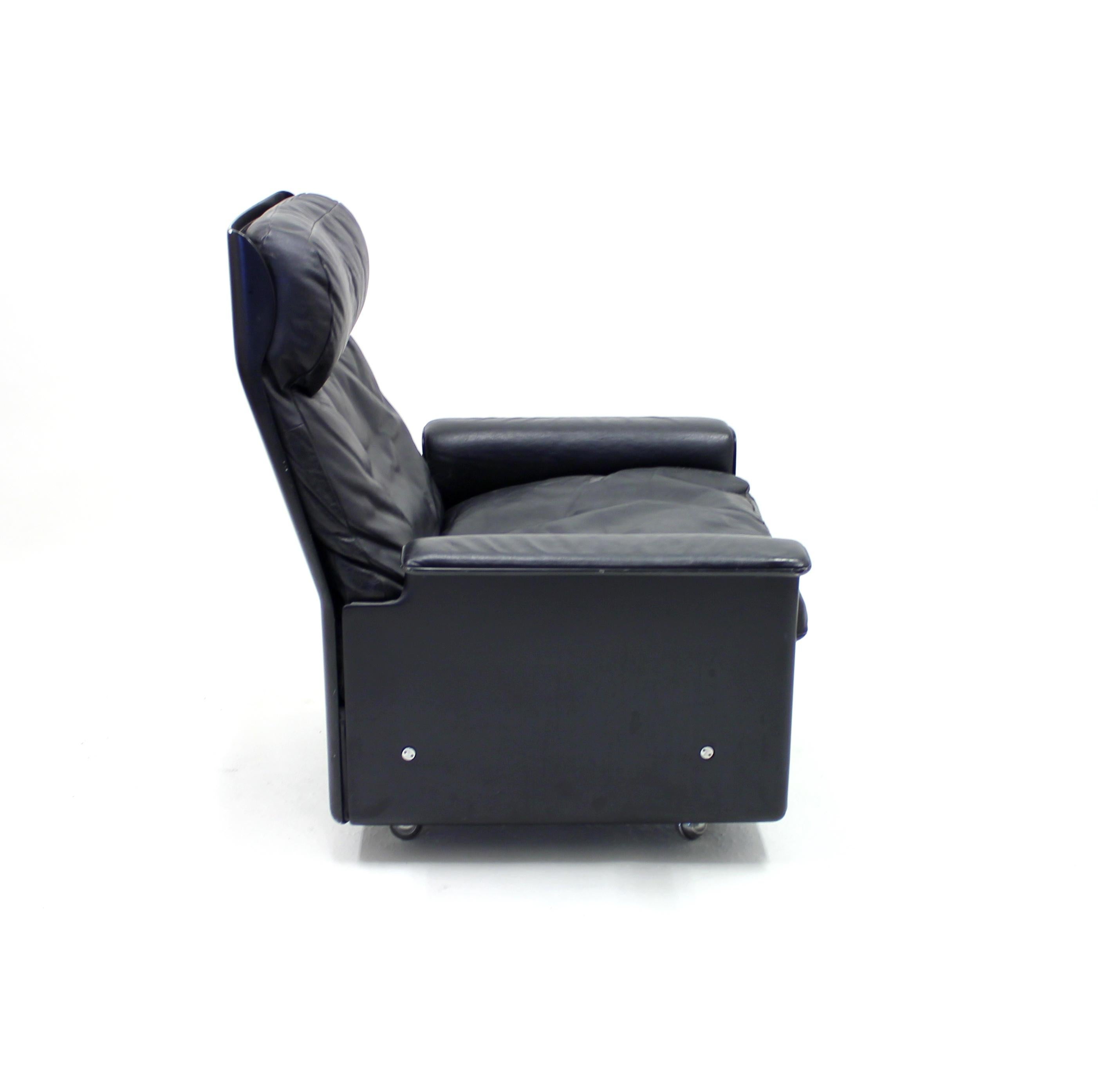 Dieter Rams, Black Leather Lounge Chair Model 620, Vitsœ, 1970s 3