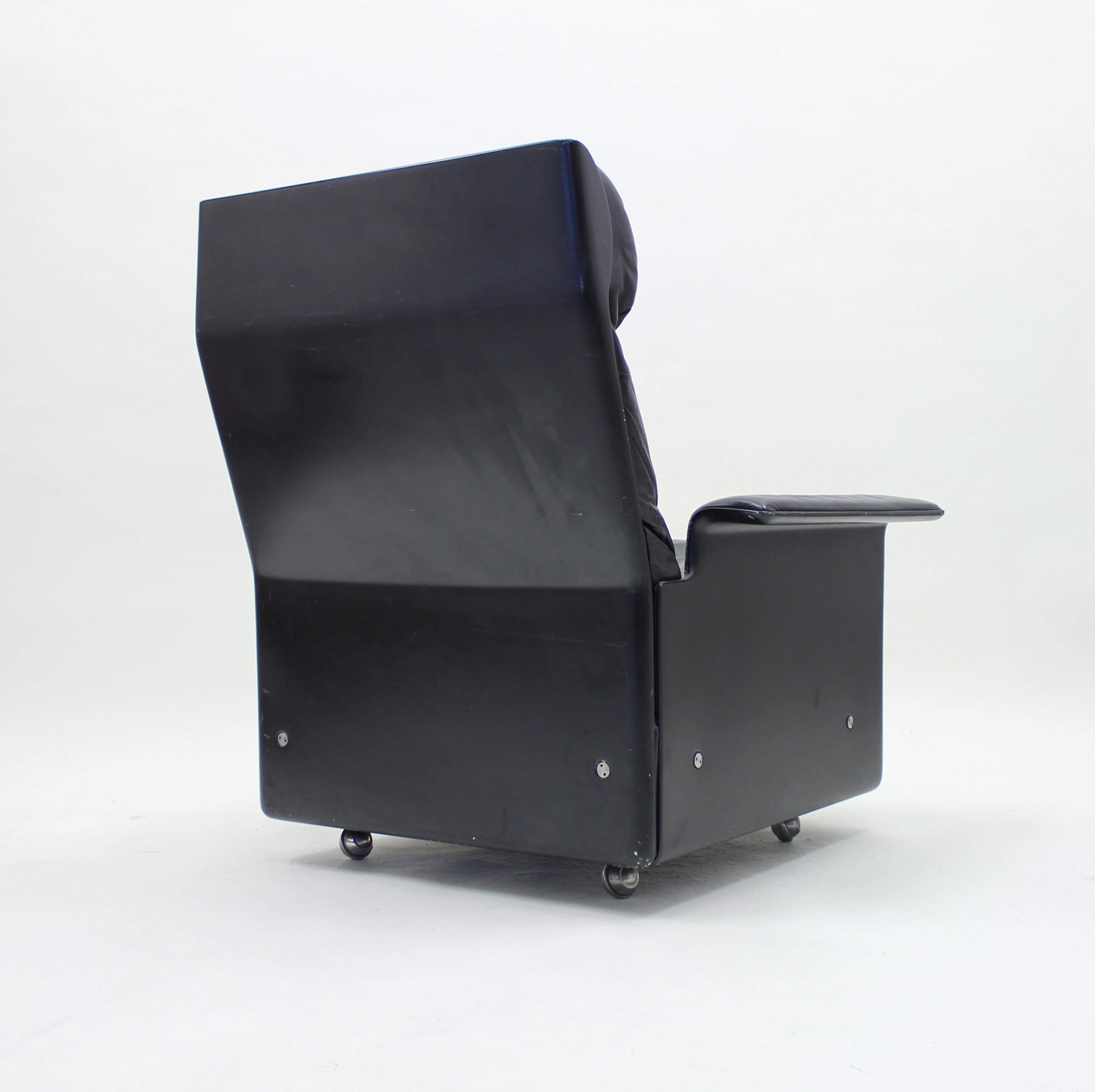 Dieter Rams, Black Leather Lounge Chair Model 620, Vitsœ, 1970s 5