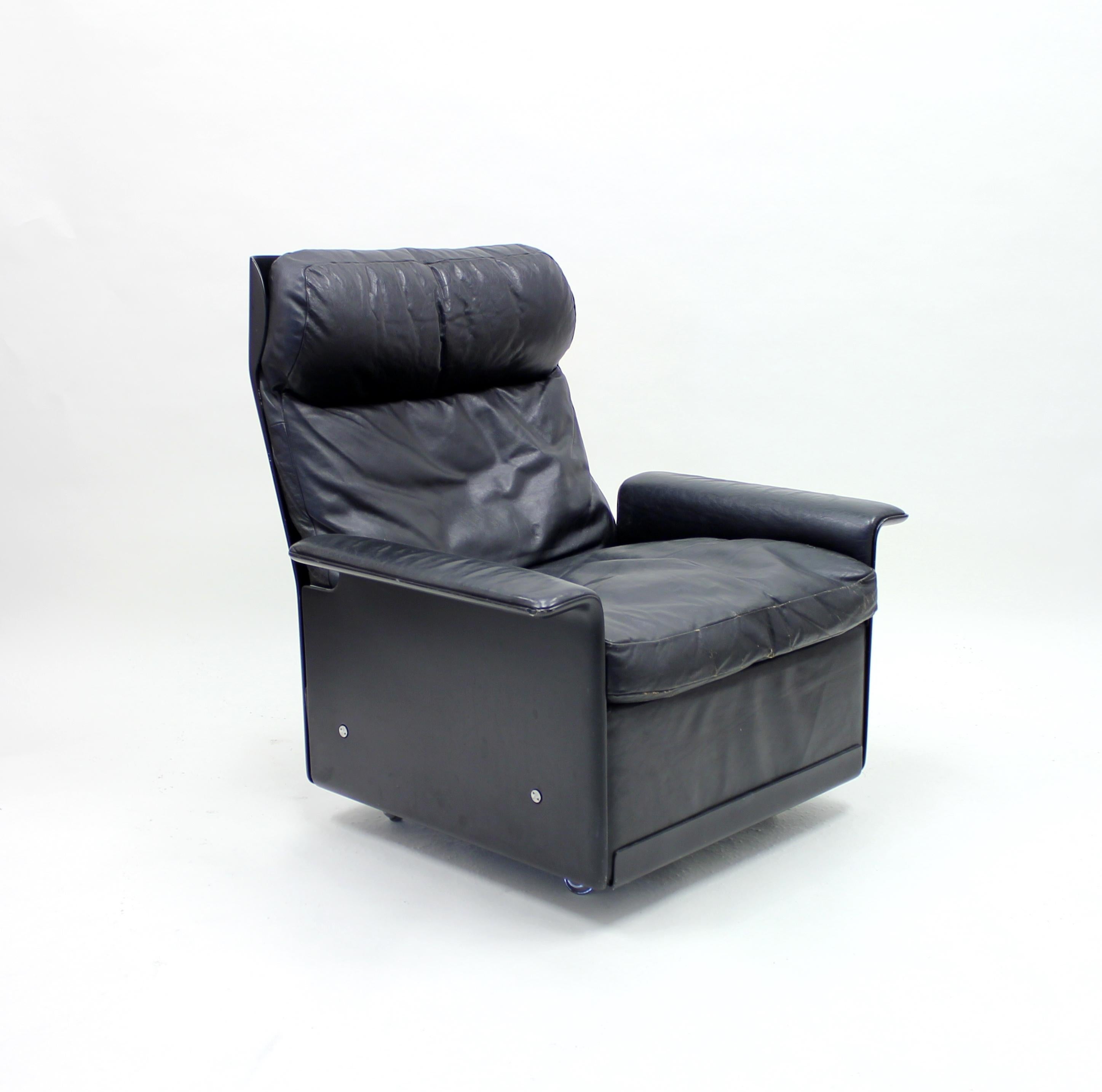 German Dieter Rams, Black Leather Lounge Chair Model 620, Vitsœ, 1970s