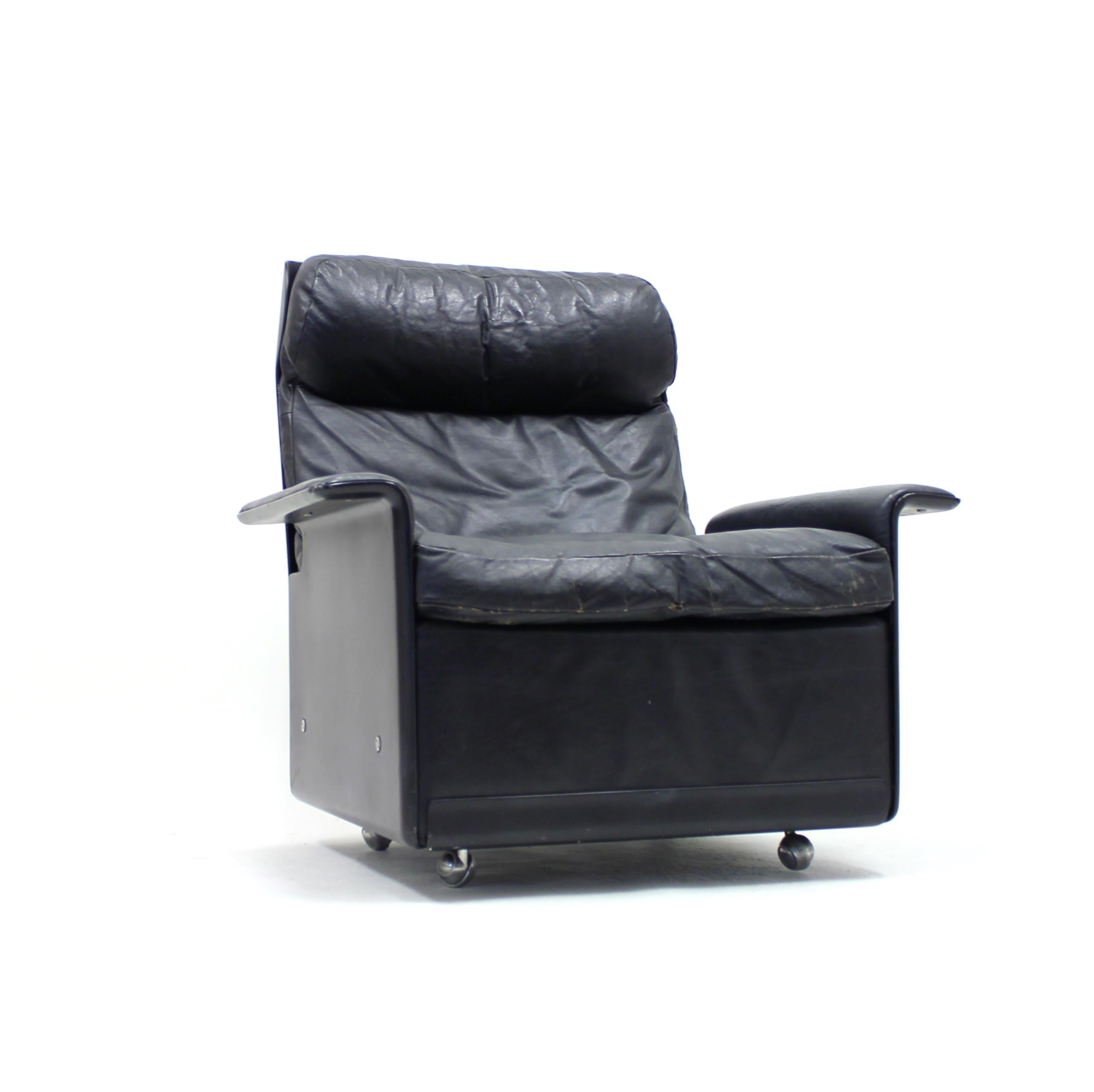 Mid-20th Century Dieter Rams, Black Leather Lounge Chair Model 620, Vitsœ, 1970s