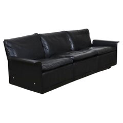 Dieter Rams Schwarzes Leder Modell 620 3-Sitzer-Sofa für Vitsoe 1980er Jahre