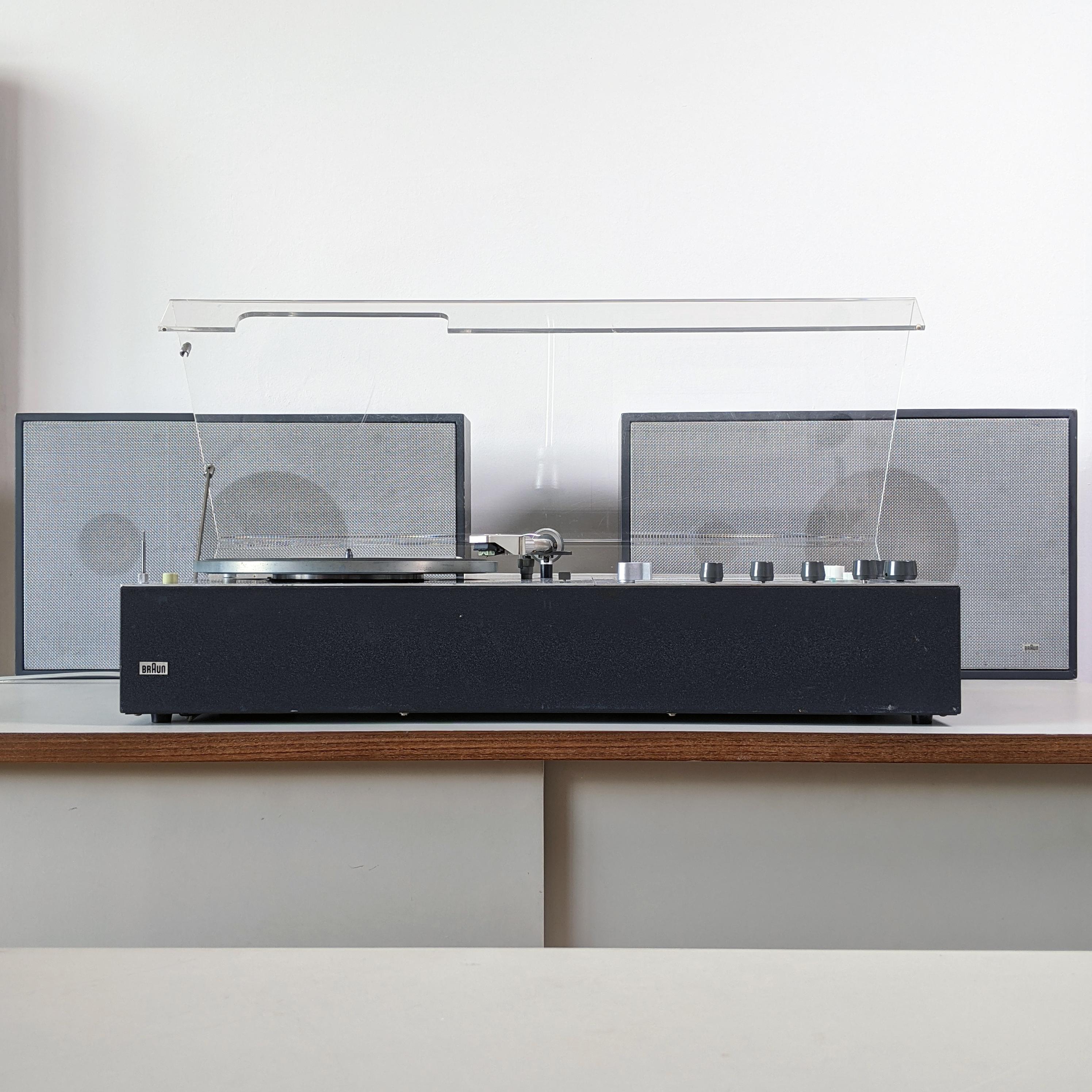 Mid-Century Modern Dieter Rams, Braun Audio 250 TC45/3 Hi-Fi Radiogram Record Player, L345 Speakers