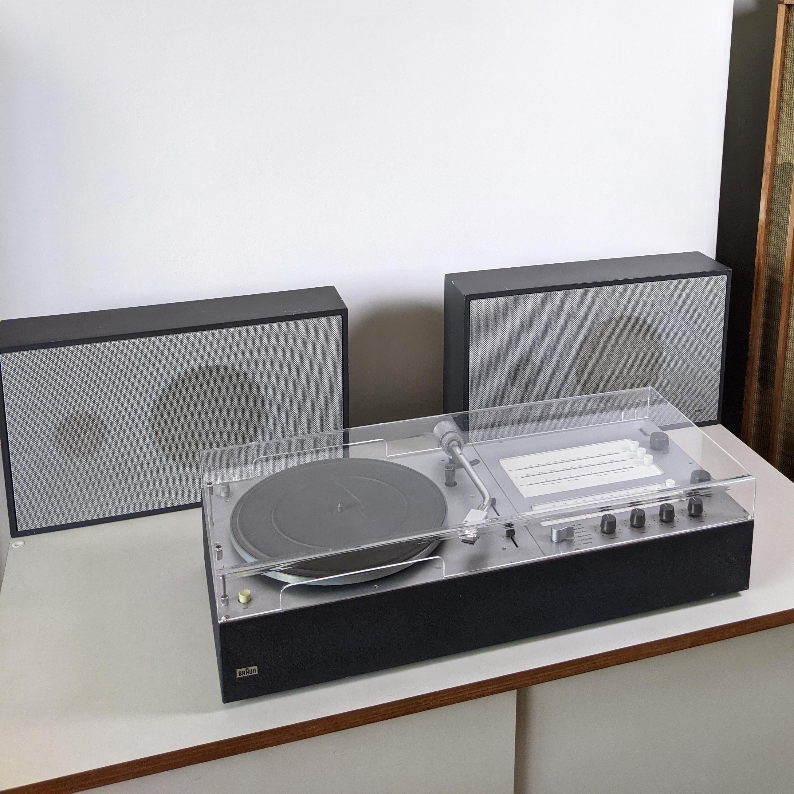 Painted Dieter Rams, Braun Audio 250 TC45/3 Hi-Fi Radiogram Record Player, L345 Speakers