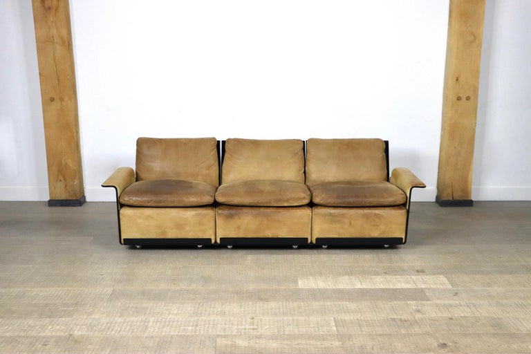 Dieter Rams Cognac Leather Model 620 3-Seater Sofa for Vitsoe, 1980s ...