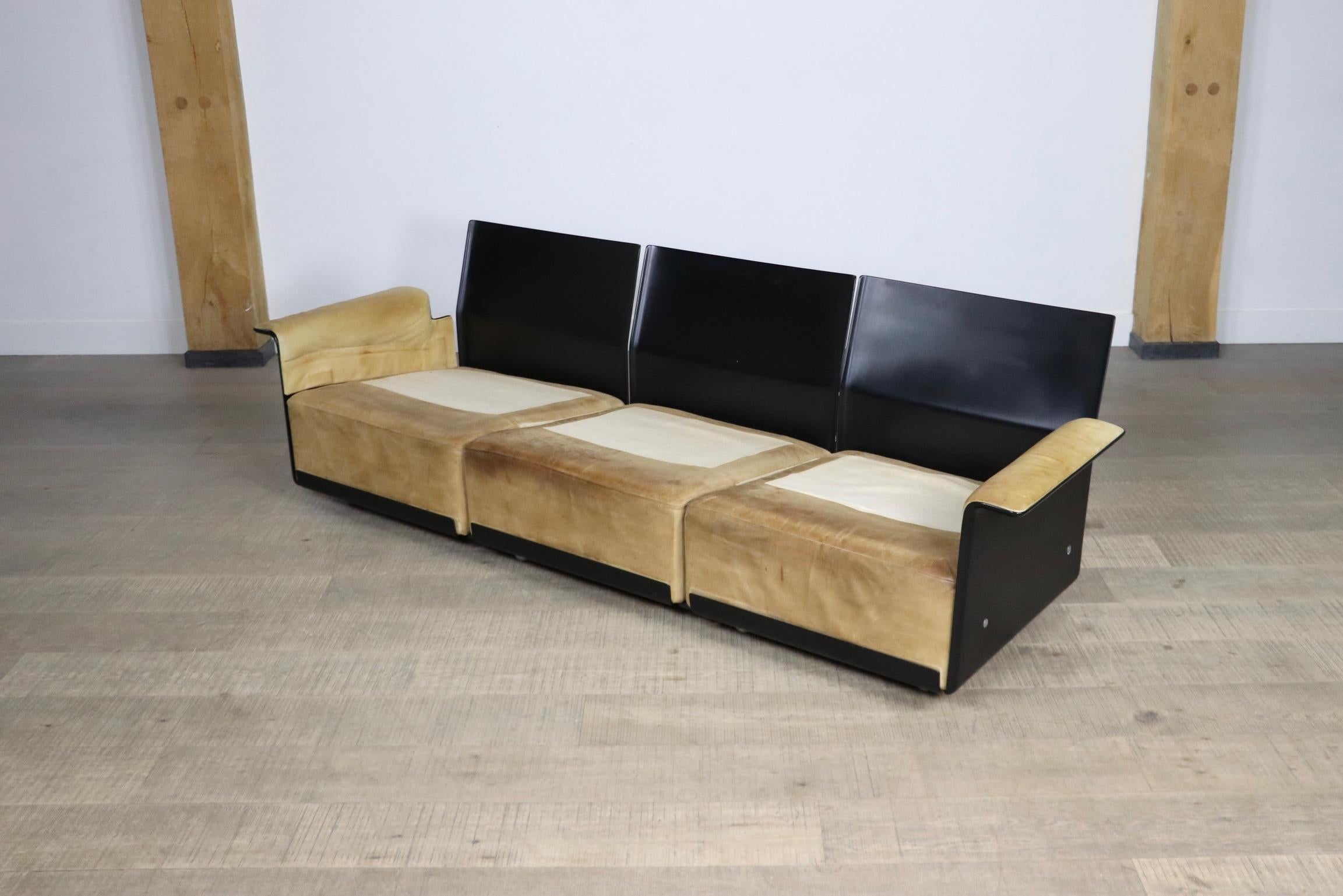 Dieter Rams Cognacfarbenes 3-Sitzer-Sofa aus Leder Modell 620 für Vitsoe, 1980er Jahre im Angebot 5