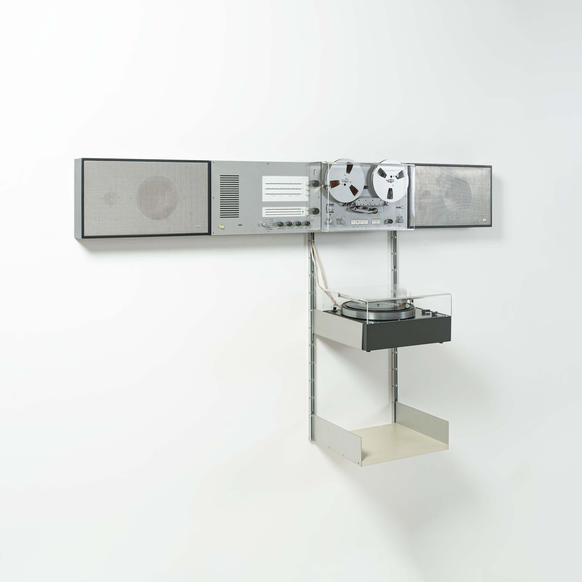 Bauhaus Dieter Rams for Braun Black Wall Mount Stereo System 