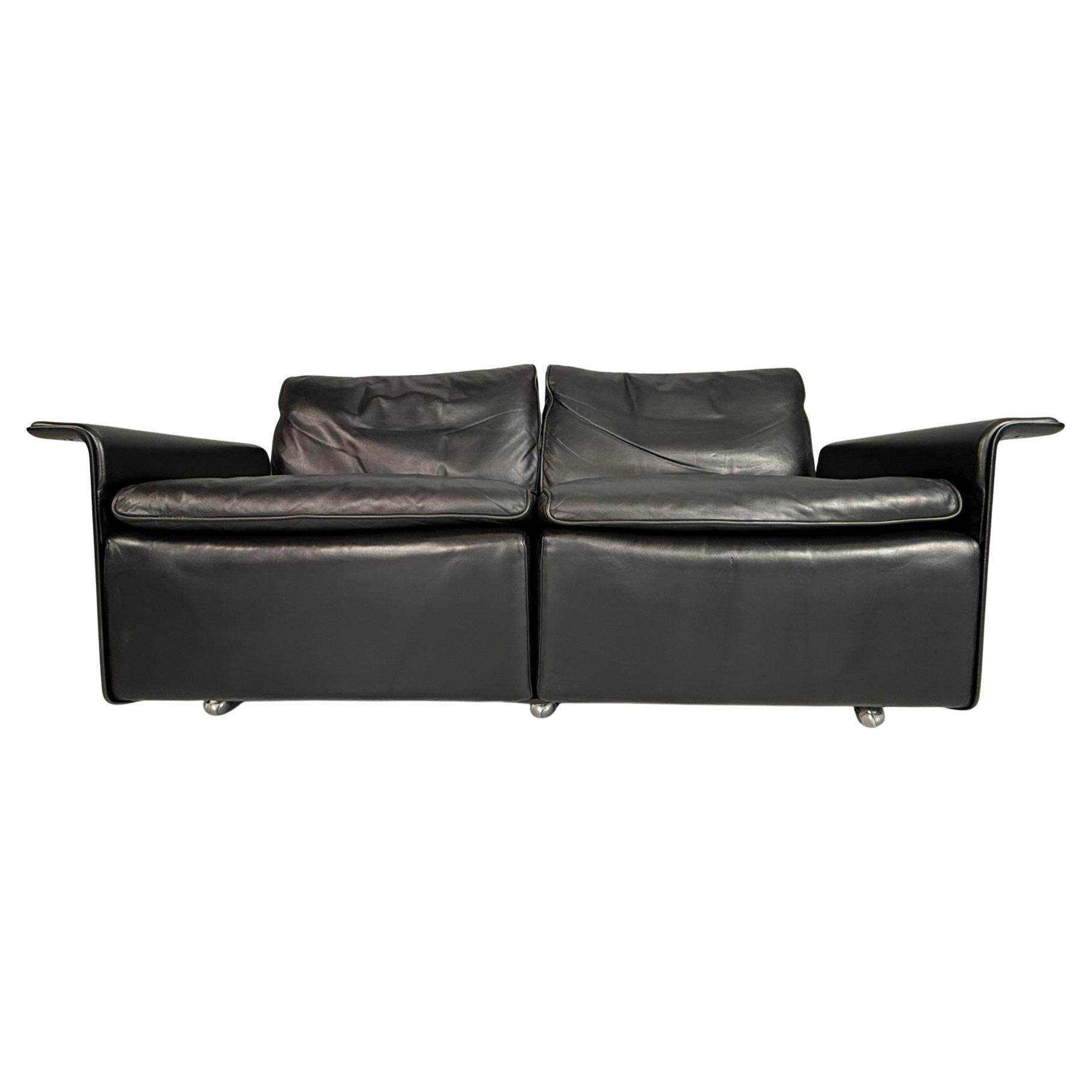 DIETER RAMS for Vitsoe. black on black Sofa / two-seater 
RZ 62
, 1960s
