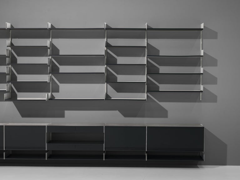 Dieter Rams for Vitsoe Large Modular Wall Unit in Aluminum and Black
