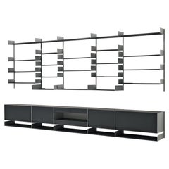 Dieter Rams for Vitsoe Large Modular Wall Unit in Aluminum and Black Wood